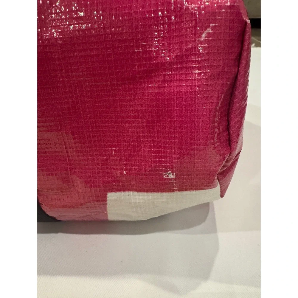 Rareform Duffle Bag Unisex Medium Pink White Upcycled Billboard‎ Vinyl Sporty